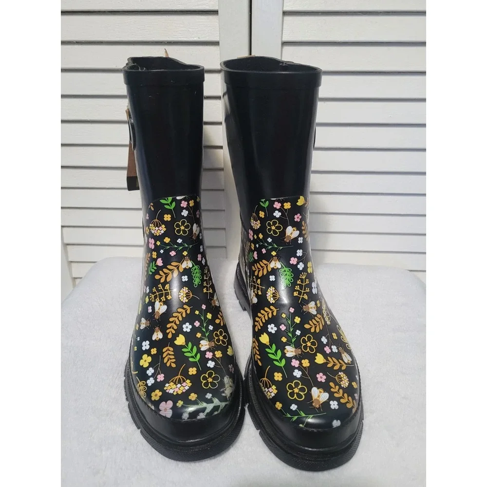 Western Chief Sweet Bees Rain Boots Women's Size 9 Ajustable Buckles Waterproof